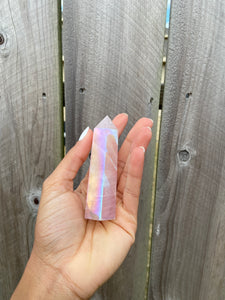 Angel Aura Rose Quartz Tower Point