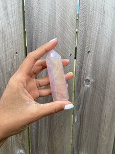 Angel Aura Rose Quartz Tower Point